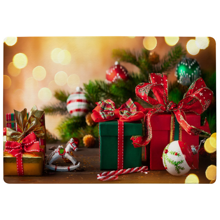 The Seasonal Aisle Avalos Machine Woven Red/Green/Gold Rug Wayfair.co.uk